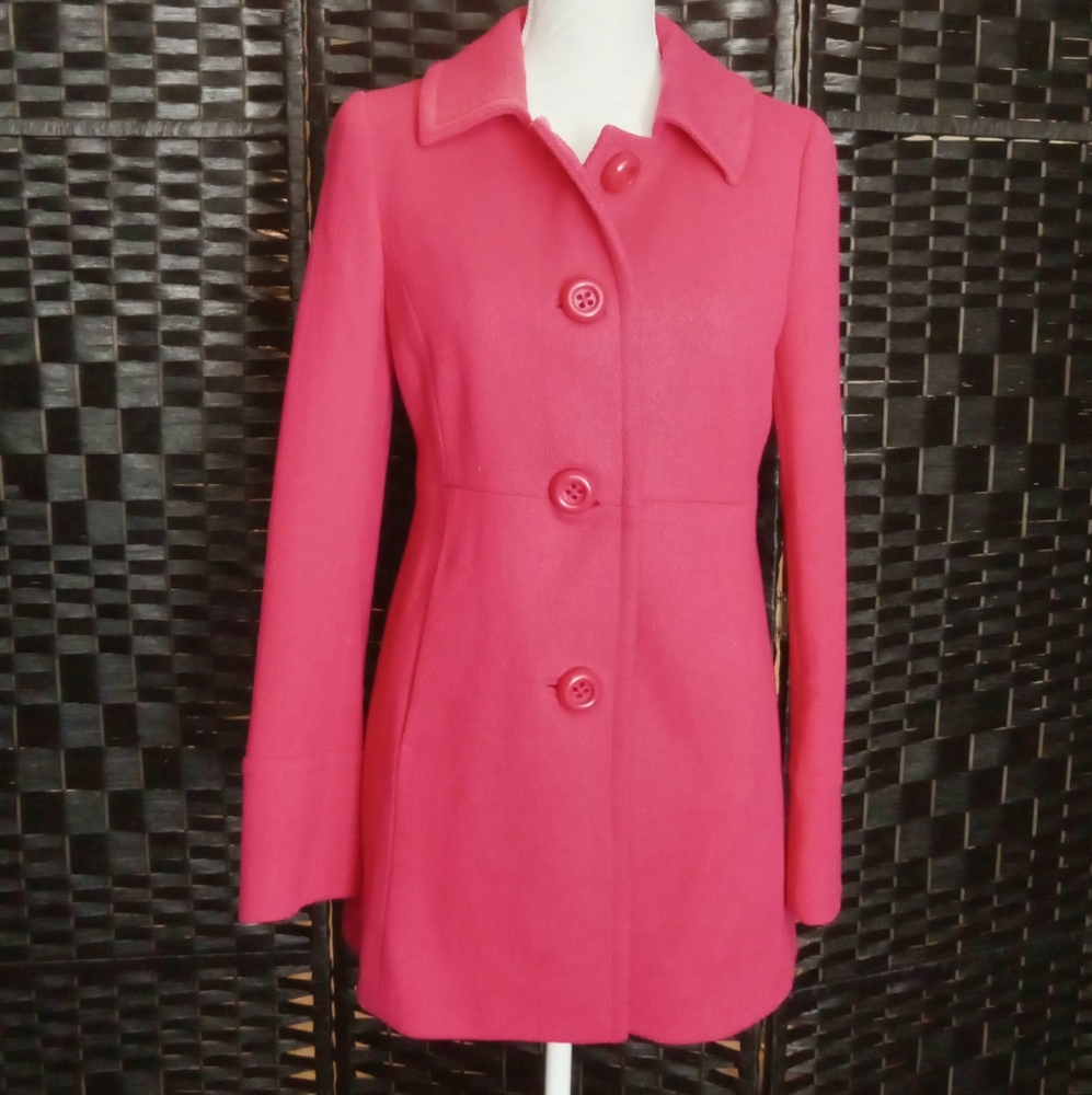 J. CREW Pink Wool Pique Vintage Style Winter Coat In Women's Size 2